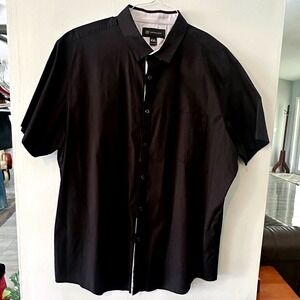 INC International Concepts Mens XXL Black Short Sleeve Button Up Shirt